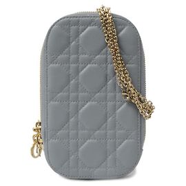 Christian Dior Lady Dior Cannage Lammleder Handyhalter Blau
