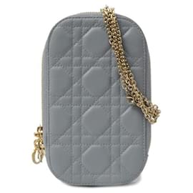 Dior-Christian Dior Lady Dior Cannage Lambskin Phone Holder-Blue