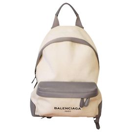 Balenciaga Canvas and Leather Backpack Beige Beige