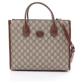 Gucci-Borsa Tote Gucci GG Supreme-Marrone,Beige