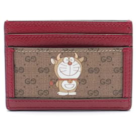 Gucci-Porta biglietti da visita Gucci x Doraemon GG Supreme-Marrone,Rosso,Multicolore