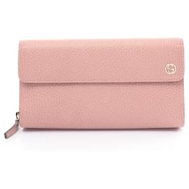 Gucci-Portafoglio lungo a tre pieghe Gucci Interlocking G-Rosa