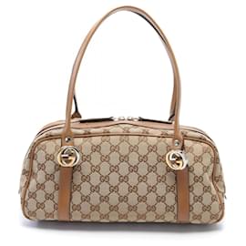 Gucci-Borsa a Spalla Gucci GG Twins Guccissima-Marrone,Beige