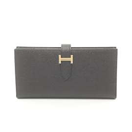 Hermès-Portafoglio lungo bi-fold Soufflet Bearn di Hermès-Nero