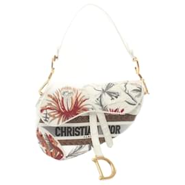 Christian Dior-Borsa a mano Saddle Bag Christian Dior-Bianco,Multicolore