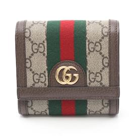 Gucci-Portafoglio bi-fold GUCCI Ophidia GG-Marrone,Multicolore,Beige