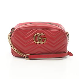 Gucci-Borsa a spalla in pelle Gucci GG Marmont-Rosso