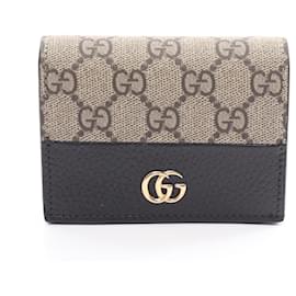 Gucci-Portafoglio bi-fold Gucci GG Marmont Supreme-Nero,Beige