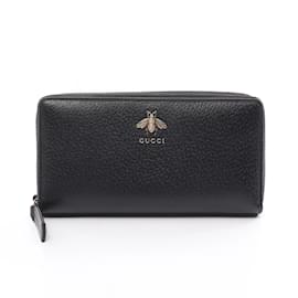 Gucci-Portafoglio lungo rotondo Gucci Animalier Bee-Nero