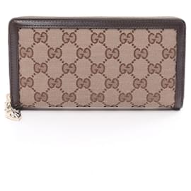 Gucci-Portafoglio lungo in tela GG Luce di Gucci-Marrone,Beige