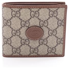 Gucci-Gucci Interlocking G GG Supreme Bi-fold Wallet-Brown,Black