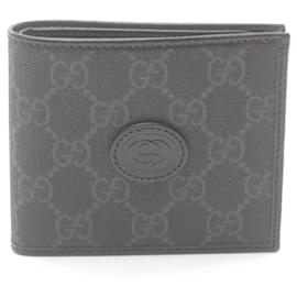 Gucci-Gucci Interlocking G GG Supreme Bi-fold Wallet-Brown,Black