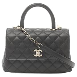 Chanel-Borsa a tracolla in pelle caviar nera matelassé di Chanel-Nero