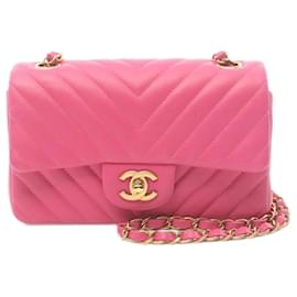 Chanel-Borsa a Spalla V-Stitch di Chanel-Rosa