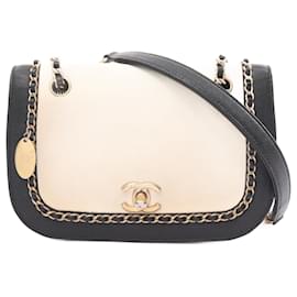 Chanel-Borsa a Spalla Chanel Coco Mark-Nero,Beige