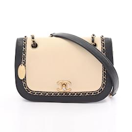 Chanel-Borsa a Spalla Chanel Coco Mark-Nero,Beige