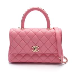 Chanel-Chanel Coco Handle Flap Matelasse Handbag-Pink