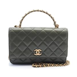 Chanel-Borsa a Spalla Chanel Matelassé in Kaki-Cachi