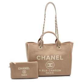 Chanel-CHANEL Borsa Tote Piccola Deauville-Marrone