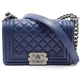 Chanel-Borsa a spalla matelassé Chanel Boy Chanel Small-Blu navy