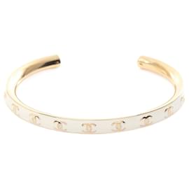 Chanel-Bracciale placcato oro Chanel Coco Mark-Bianco,D'oro