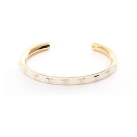 Chanel-Bracciale placcato oro Chanel Coco Mark-Bianco,D'oro