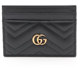 Gucci-Portacarte da visita in pelle nera Gucci GG Marmont-Nero