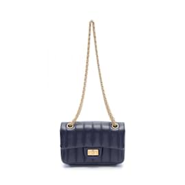 Chanel-Borsa a Spalla Chanel 2.55 in Pelle di Agnello Blu Navy-Blu navy