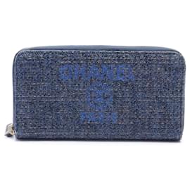 Chanel-Portafoglio lungo rotondo Chanel Deauville-Blu,Blu navy