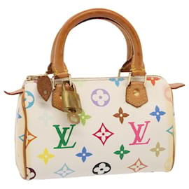 Louis Vuitton-LOUIS VUITTON Mini Speedy Borsa a Mano Multicolore Monogramma Bianca M92645 Auth 85576-Bianco