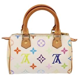 Louis Vuitton-LOUIS VUITTON Mini Speedy Borsa a Mano Multicolore Monogramma Bianca M92645 Auth 85576-Bianco