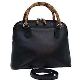 Gucci-Borsa a mano in pelle GUCCI Bamboo 2 vie nera 000 1046 0290 Auth ar12273-Nero