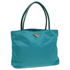 Prada-PRADA Borsa Tote Nylon Blu Turchese Oro Auth 84647-D'oro,Turchese