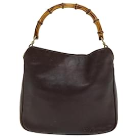 Gucci-Sac à épaule en cuir GUCCI Bamboo 2way marron 001 3444 1638 Auth 82177-Marron