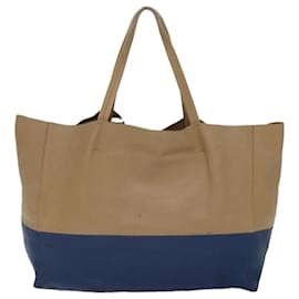 Céline-Bolsa tote de couro azul CELINE Horizontalkava Auth hk1542-Azul