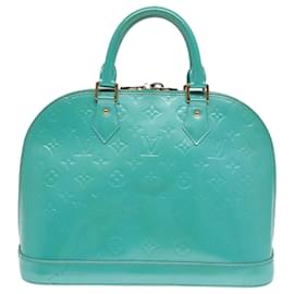 Louis Vuitton-LOUIS VUITTON Monogram Vernis Alma PM Handtasche Blau Lagon M91694 LV Auth 85093-Blau