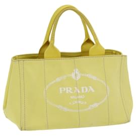 Prada-PRADA Canapa MM Sac à main en toile jaune Auth ar12201-Jaune