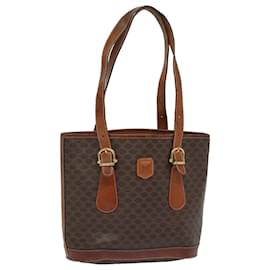 Céline-Bolsa tote de lona Macadam CELINE em couro PVC marrom Auth mr371-Marrom