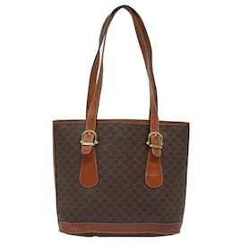 Céline-Sac fourre-tout en toile Macadam CELINE en cuir PVC marron Auth mr371-Marron