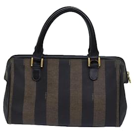 Fendi-FENDI Pecan Canvas Handtasche braun schwarz Auth ar12307-Braun,Schwarz