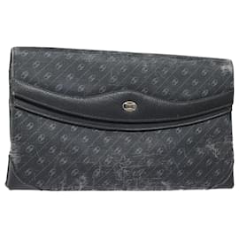 Gucci-Bolsa clutch GUCCI de couro preto e dourado Auth 85496-Preto,Dourado