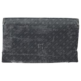 Gucci-GUCCI Clutch Bag Leather Black Gold Auth 85496-Black,Golden