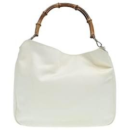 Gucci-Sac à main en toile GUCCI Bamboo blanc 001 1705 1577 Auth 83496-Blanc