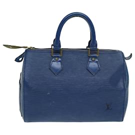 Louis Vuitton-LOUIS VUITTON Epi Speedy 25 Bolsa de Mão Azul Toledo M43015 LV Auth 85451-Azul