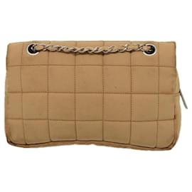 Chanel-CHANEL Bolsa de Ombro Choco Bar Turn Lock em Lona Marrom CC Auth yk14020-Marrom