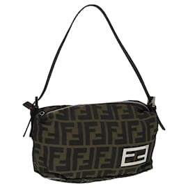 Fendi-Bolsa de ombro Mamma em lona Zucca FENDI marrom preto Auth yb648-Marrom,Preto