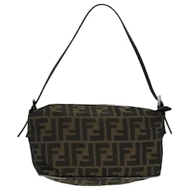 Fendi-Bolsa de ombro Mamma em lona Zucca FENDI marrom preto Auth yb648-Marrom,Preto