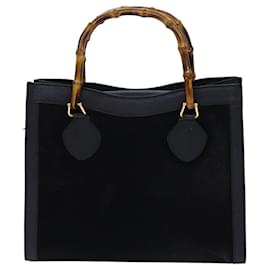 Gucci-Bolsa de mão em camurça preta GUCCI Bamboo 002 1095 026 Auth 83941-Preto