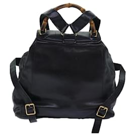 Gucci-Mochila de couro Gucci Bamboo preta e dourada 003 2058 0016 Auth 85154-Preto,Dourado