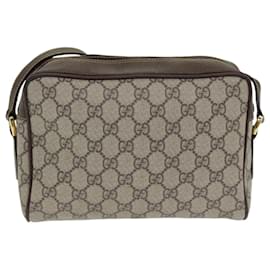 Gucci-GUCCI GG Supreme Web Sherry Line Schultertasche PVC Beige Rot Grün Auth 84928-Rot,Beige,Grün